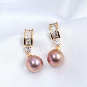 S925 Silver Pearl Stud Earrings Zirconium Bag DIY Women Accessories