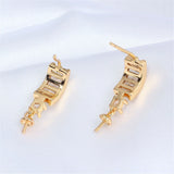 S925 Silver Pearl Stud Earrings Zirconium Bag DIY Women Accessories