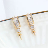 S925 Silver Pearl Stud Earrings Zirconium Bag DIY Women Accessories