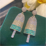 S925 Silver Needle Ice Cream Popsicle Earrings with Zircon Ornam