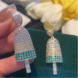 S925 Silver Needle Ice Cream Popsicle Earrings with Zircon Ornam