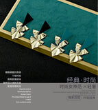 925 Silver Needle Triangle Stitch Small Skirt Earrings