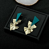 925 Silver Needle Triangle Stitch Small Skirt Earrings