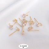 S925 Zircon Belt Ring Earrings 14K DIY Jewelry Material