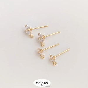 S925 Zircon Belt Ring Earrings 14K DIY Jewelry Material