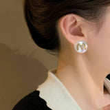S925 Silver Letter Pearl Stud Earrings for Women