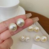 S925 Silver Letter Pearl Stud Earrings for Women