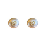 S925 Silver Letter Pearl Stud Earrings for Women