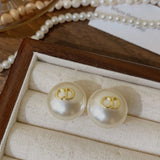 S925 Silver Letter Pearl Stud Earrings for Women