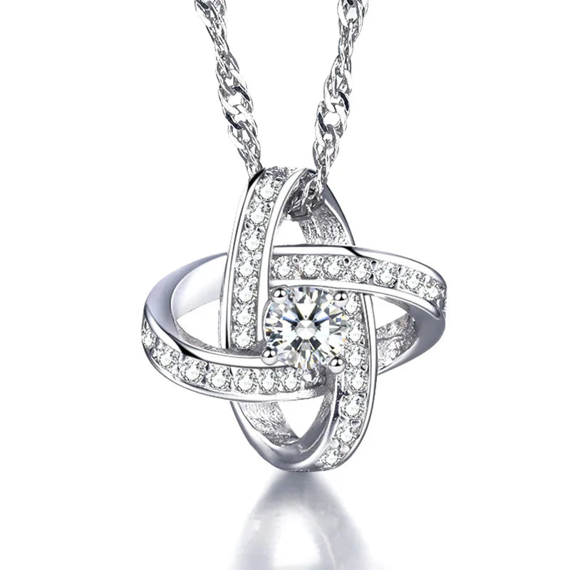 S925 Silver Heart Pendant Necklace with Crystal Zircon