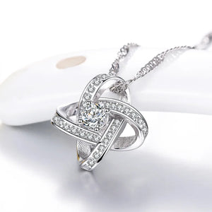 S925 Silver Heart Pendant Necklace with Crystal Zircon