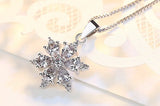 S925 Silver Crystal Zircon Snow Flake Pendant Necklace