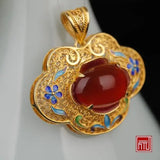S925 Silver Ruyi Xiangyun Agate Pendant Female