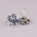 S925 Silver Frost Stud Earrings Multi-Colored Crystal Women Fine Jewelry