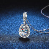 S925 Silver Pear Shape Moissanite Pendant Necklace Women Ins Jewelry