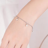 S925 Silver Pearl & Stars Bracelet Bangle Wedding Birthday Gift