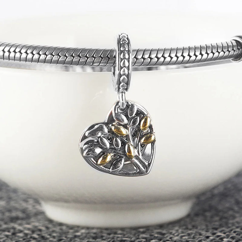 S925 Silver Pendant Bead DIY Jewelry Tree Together Dangle Charm