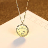 S925 Silver Pendant Coin Necklace Love Expression Gift