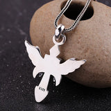 S925 Silver Hip-hop Angel Wings Cross Necklace Pendant
