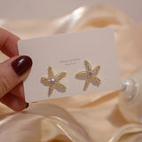 S925 Silver Pin Earrings 14k Real Starfish Temperament Jewelry