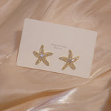 S925 Silver Pin Earrings 14k Real Starfish Temperament Jewelry