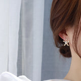 S925 Silver Pin Earrings 14k Real Starfish Temperament Jewelry