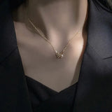 S925 Silver Plated Butterfly Ins Chain Necklace Female