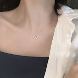 S925 Silver Plated Butterfly Ins Chain Necklace Female