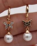 S925 Silver Plated Rose Bow Pearl Earrings Party Jewelry