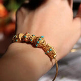 Silver Plated Bracelet Turquoise Nepal Style Retro Tibetan Ethnic Women