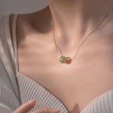 S925 Silver-Plated Hotian Jade Necklace Female Pendant Clavicle Chain