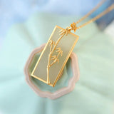 S925 Silver Plated Hetian Jade Bamboo Square Lucky Pendant