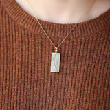 S925 Silver Plated Hetian Jade Bamboo Square Lucky Pendant