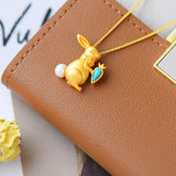 S925 Silver Turquoise Squirrel Pendant with Hetian Jade