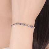 S925 Silver Star of David Bracelet Bangle for Women Girl Lady