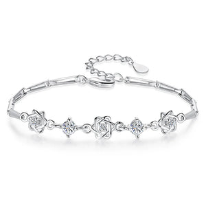 S925 Silver Star of David Bracelet Bangle for Women Girl Lady