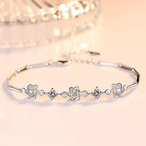 S925 Silver Star of David Bracelet Bangle for Women Girl Lady