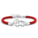 S925 Silver Red Rope Sheep Bracelet Bangle for Women