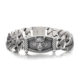 S925 Silver Wolf Head Bracelet 18/20/22CM Men's Domineering Gift