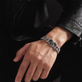 S925 Silver Wolf Head Bracelet 18/20/22CM Men's Domineering Gift