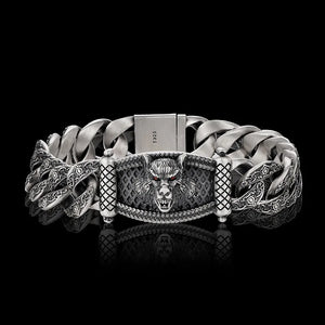 S925 Silver Wolf Head Bracelet 18/20/22CM Men's Domineering Gift