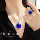 S925 Silver Sapphire Wedding Jewelry Set for Women
