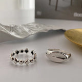 S925 Silver Rings for Women Diamond Adjustable Minimalist Jewelry