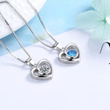 S925 Silver Heart-Shaped Zircon Pendant Necklace Romantic Jewelry