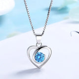 S925 Silver Heart-Shaped Zircon Pendant Necklace Romantic Jewelry