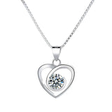 S925 Silver Heart-Shaped Zircon Pendant Necklace Romantic Jewelry