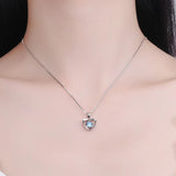 S925 Silver Heart-Shaped Zircon Pendant Necklace Romantic Jewelry