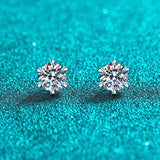 S925 Silver Round Moissanite Earrings Platinum Plated 0.6-4ct D Moissanite Stud