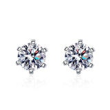 S925 Silver Round Moissanite Earrings Platinum Plated 0.6-4ct D Moissanite Stud