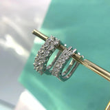 S925 Silver Rows Moissanite Clip Earrings Women 2-3mm D Moissanite Diamond